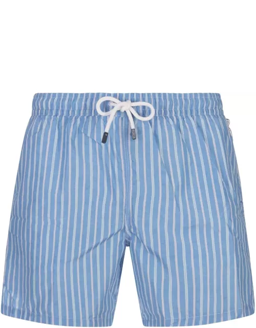 Fedeli Sky Blue Striped Swim Short