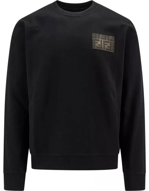 Fendi Cotton Sweatshirt With Frontal Ff Patch