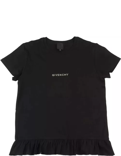 Givenchy Ruffle Hem Logo Detail T-shirt