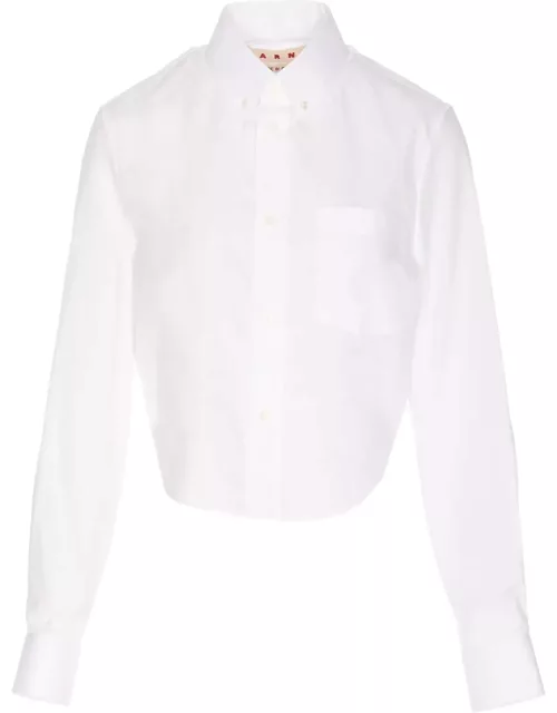 Marni Cropped Shirt In White Cotton