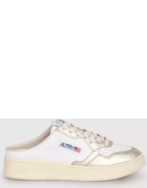 Autry Medalist Mule Low Sneakers In White Leather And Platinu