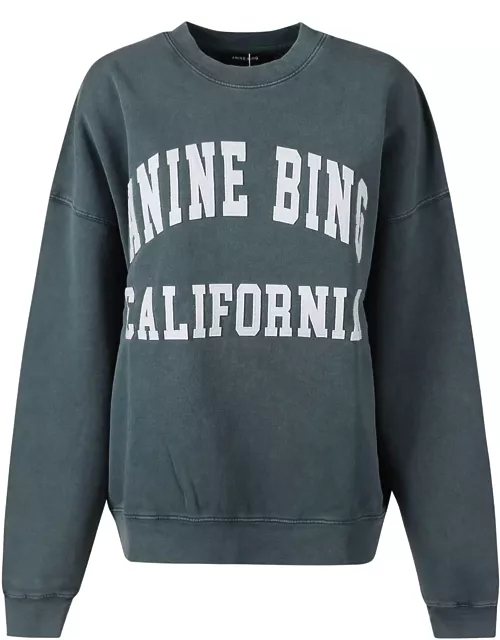 Anine Bing Rib Trim Logo Print Sweatshirt