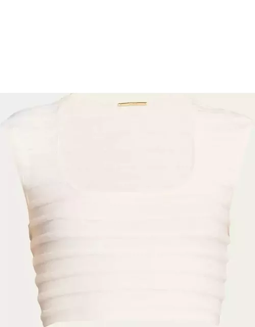 Emille Square-Neck Sleeveless Crop Top