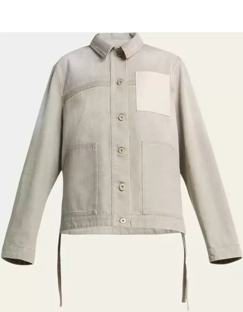 x Paula Ibiza Anagram Leather Patch Self-Tie Workwear Jacket
