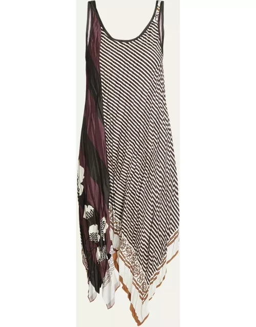 x Paula Ibiza Multi-Print Pleated Short Dress with Scarf He