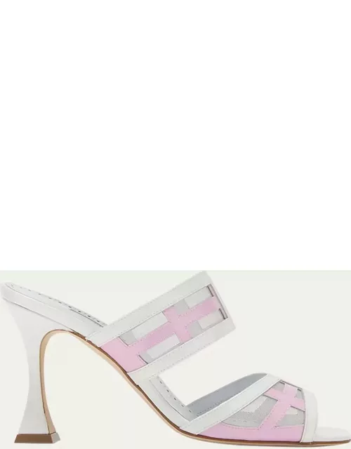 Bicolor Leather Dual-Band Slide Sandal