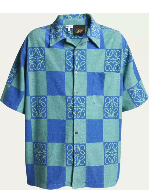 Men's Towel Terry Checkerboard Anagram Shirt