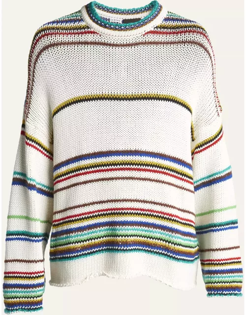 Men's Loose-Knit Multi-Striped Sweater
