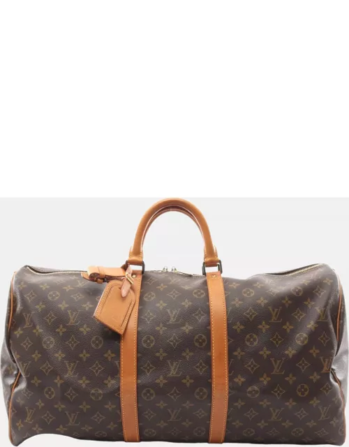 Louis Vuitton Keepall 55 Monogram Boston bag PVC Leather Brown