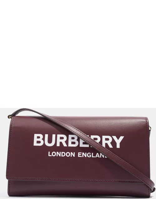 Burberry Hazelmere Wallet On Strap Burgundy Leather