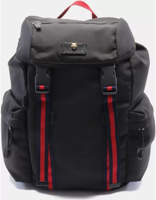 Gucci Webbing line Backpack Rucksack Techno canvas Leather Black