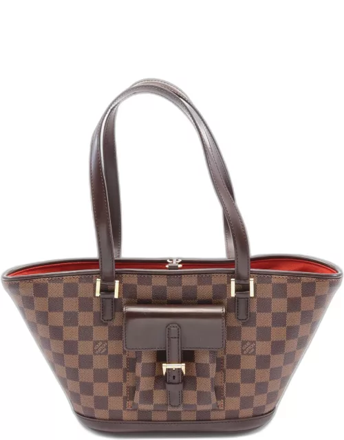 Louis Vuitton Manosque PM Damier ebene Shoulder bag Tote bag PVC Leather Brown