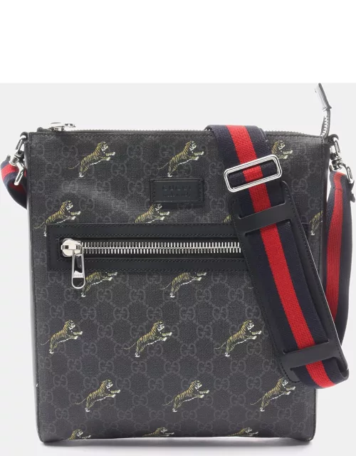 Gucci GG Supreme Tiger Messenger bag Sherry line Shoulder bag PVC Leather Black Multicolor