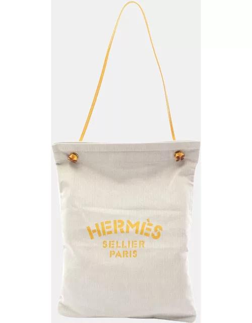 Hermes Aline GM Shoulder bag Toile chevron Leather Ivory Beige Yellow Gold hardware