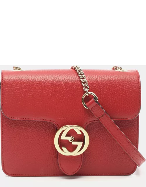 Gucci Interlocking G Chain shoulder bag Leather Red