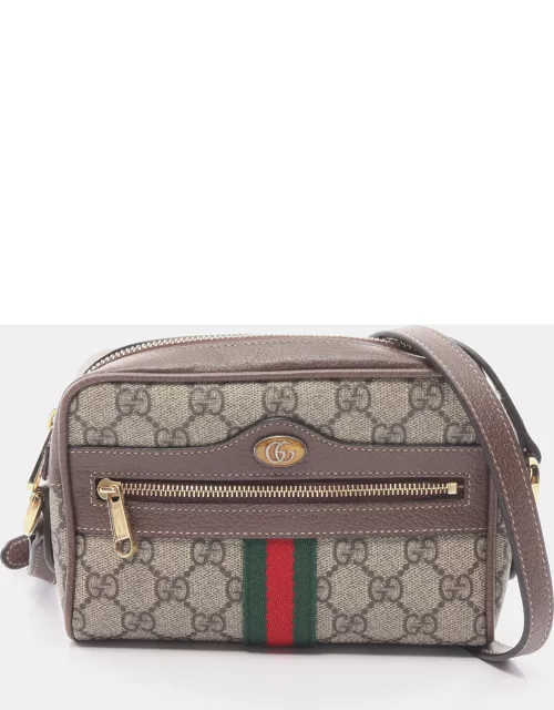 Gucci Ophidia GG Marmont Shoulder bag PVC Leather Beige Dark brown Multicolor