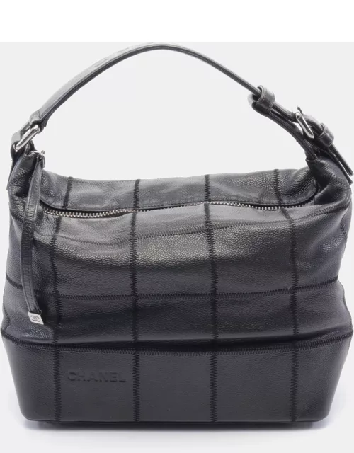 Chanel Chocolate bar One shoulder bag Caviar skin Black Silver hardware