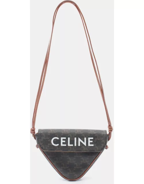 Celine Triomphe Triangle bag Shoulder bag PVC Leather Dark Brown