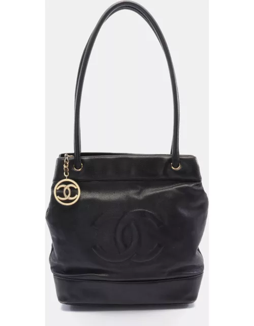 Chanel Coco mark Shoulder bag Caviar skin Black Gold hardware Vintage