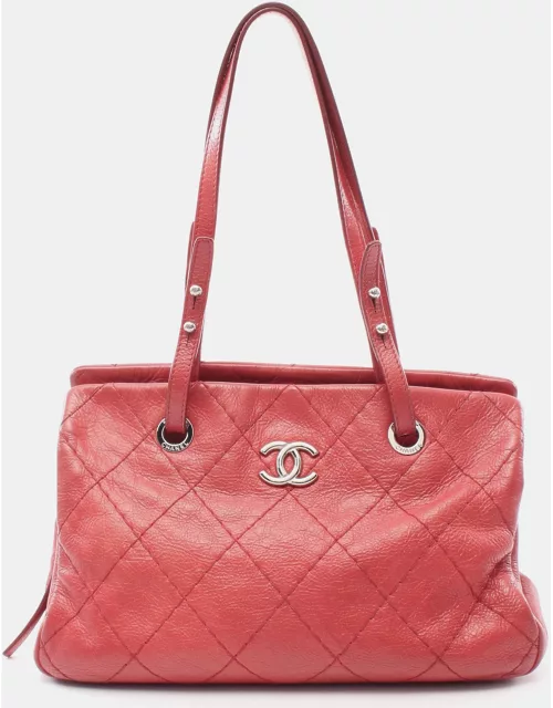 Chanel On the road Shoulder bag Tote bag Leather Pink brown Silver hardware