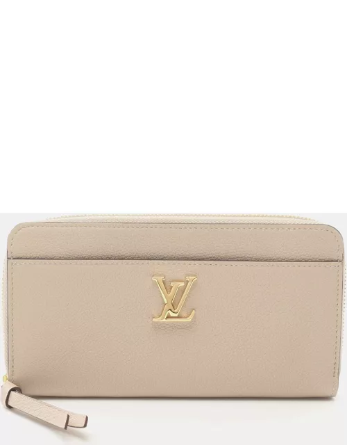 Louis Vuitton Zippy Rock me Round zipper long wallet Leather Gray beige