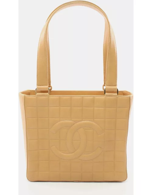 Chanel Chocolate bar Shoulder bag Tote bag Lambskin Beige Gold hardware