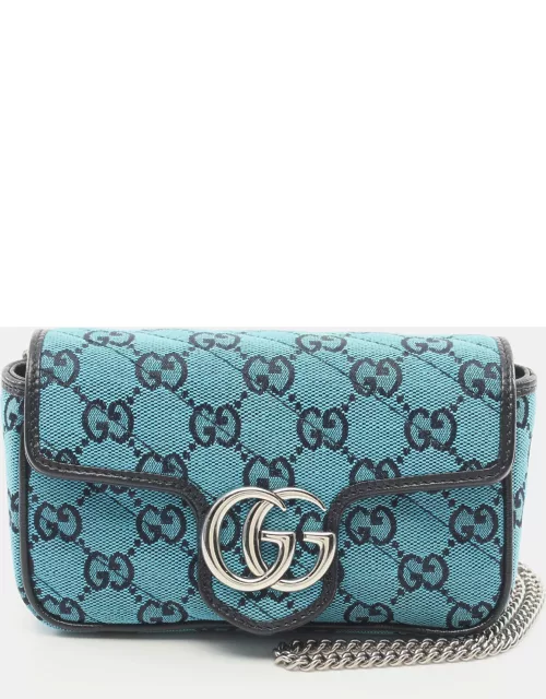 Gucci GG Marmont Super mini bag Chain shoulder bag Canvas Leather Blue Black
