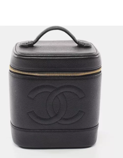 Chanel Coco mark Handbag Vanity bag Caviar skin Black Gold hardware