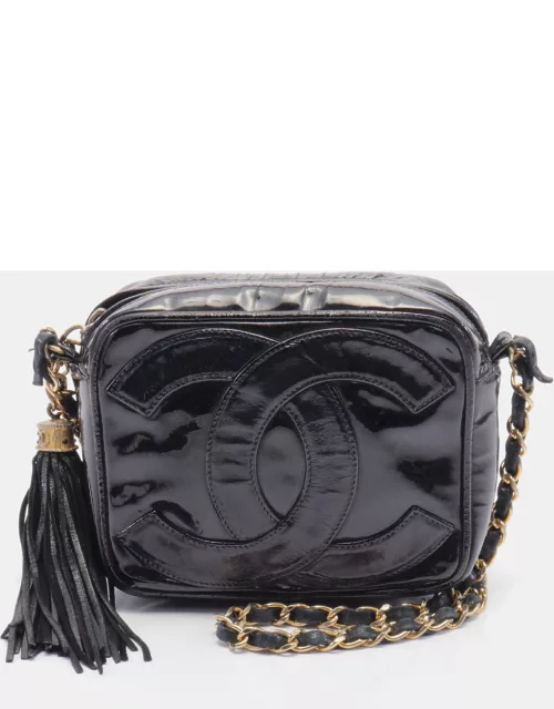 Chanel Coco mark Chain shoulder bag Patent leather Black Gold hardware