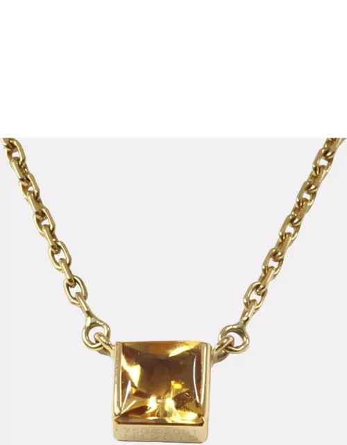 Cartier 18K Yellow Gold and Citrine Tank Pendant Necklace