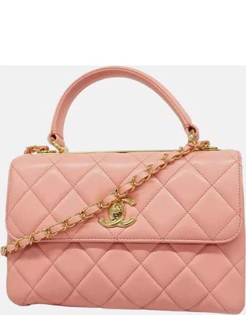 Chanel Pink Leather Small Trendy CC Top Handle Bag