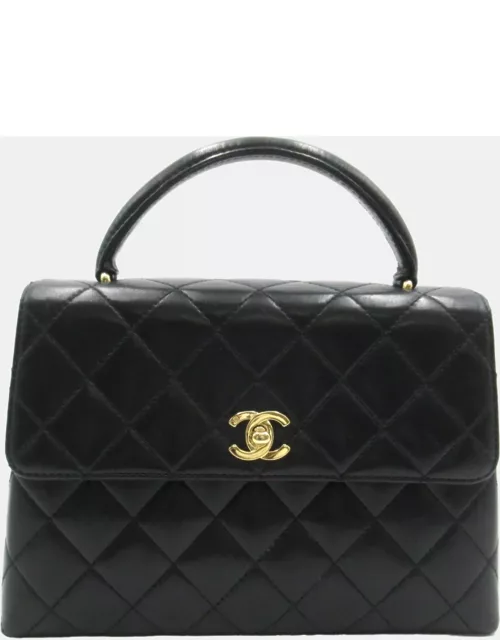 Chanel Black Quilted Leather Small Kelly Top Handle Bag