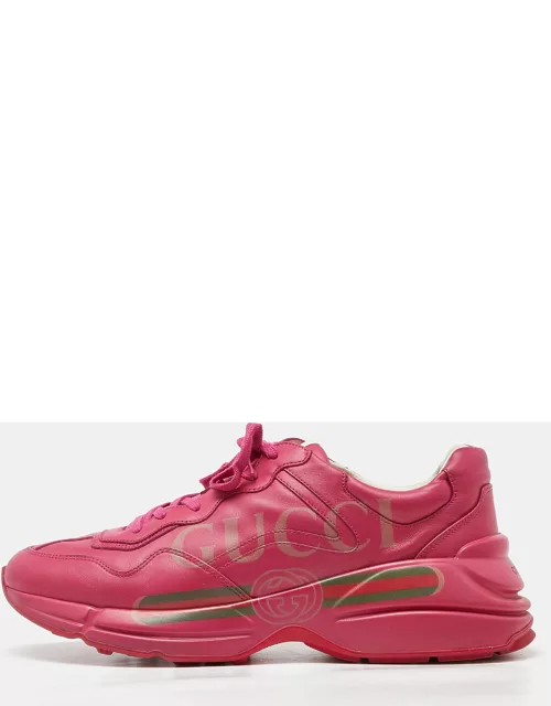 Gucci Pink Leather Rhyton Low Top Sneaker