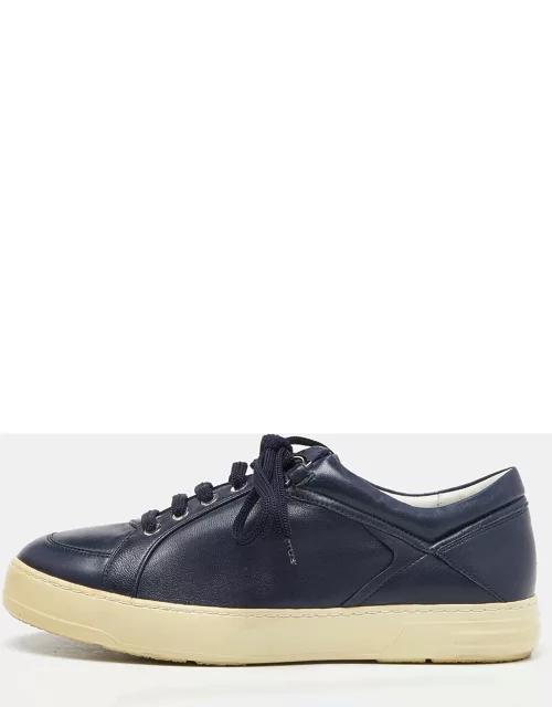 Salvatore Ferragamo Blue Leather Low Top Sneaker