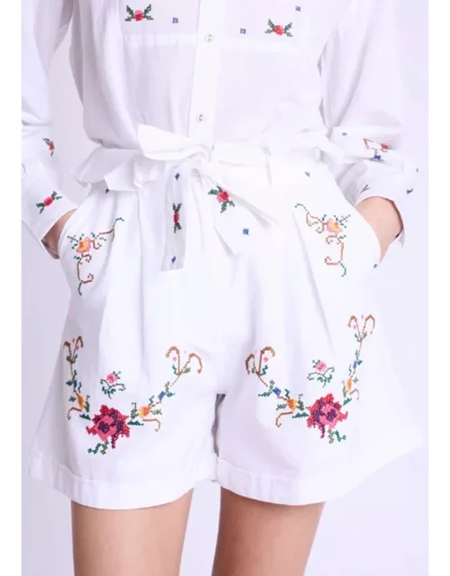BERENICE Serena Embroidered Shorts - White