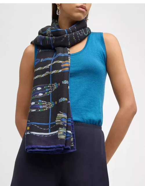 Remini Navy Cashmere-Blend Scarf