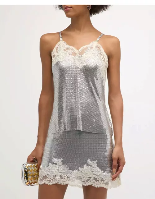 Lace-Trim Sleeveless Chainmail Cami