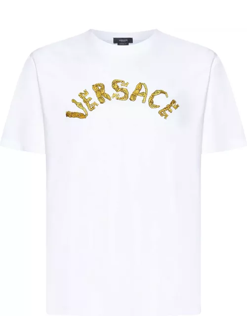 Versace Logo Embroidery Cotton T-shirt