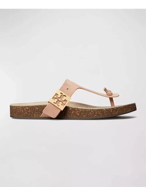 Mellow Leather Buckle Thong Sandal