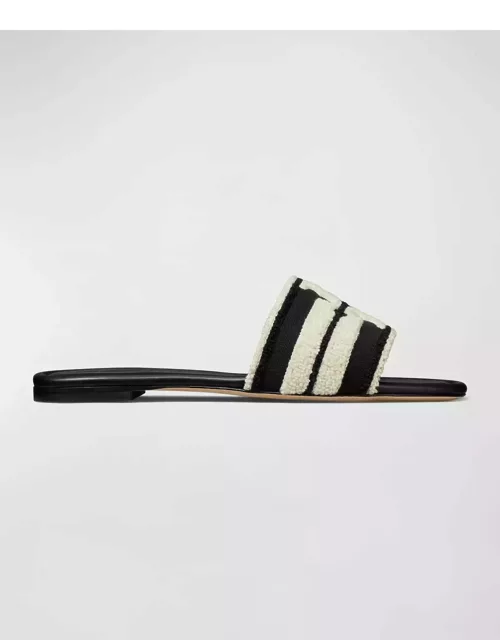 Double T Bicolor Flat Slide Sandal