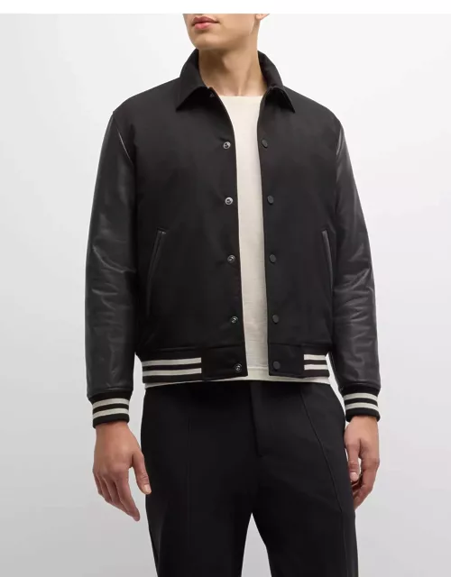 Men's Varsity Jacket in Textured Gabardine