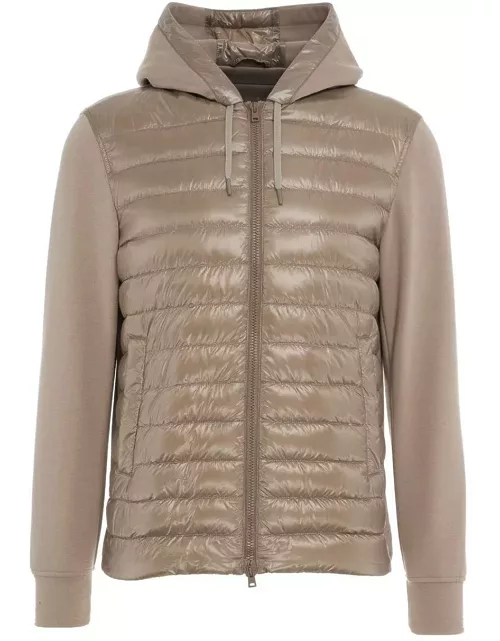 Herno Quilted Knitted-panel Down Jacket
