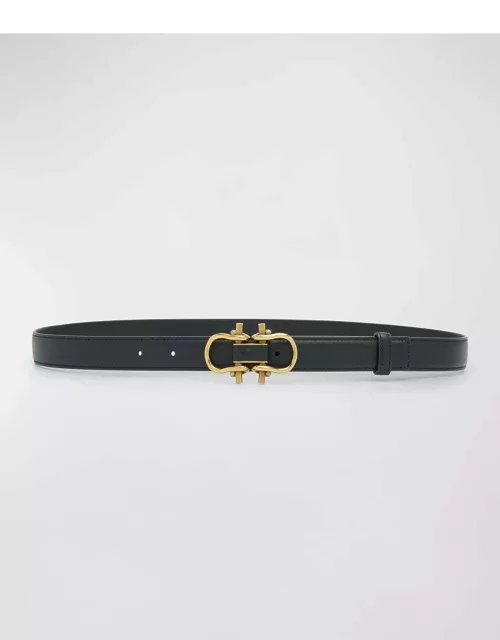Double Buckled Leather & Brass Belt