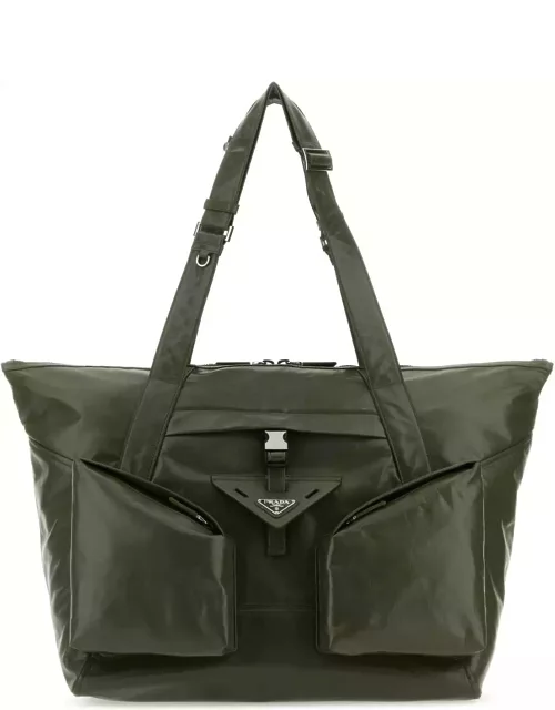 Prada Olive Green Leather Shopping Bag