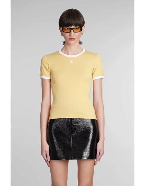 Courrèges T-shirt In Yellow Cotton