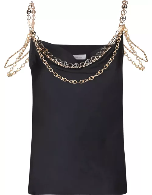 Paco Rabanne Rabanne Black Top In Gold With Mesh And Chain Detail