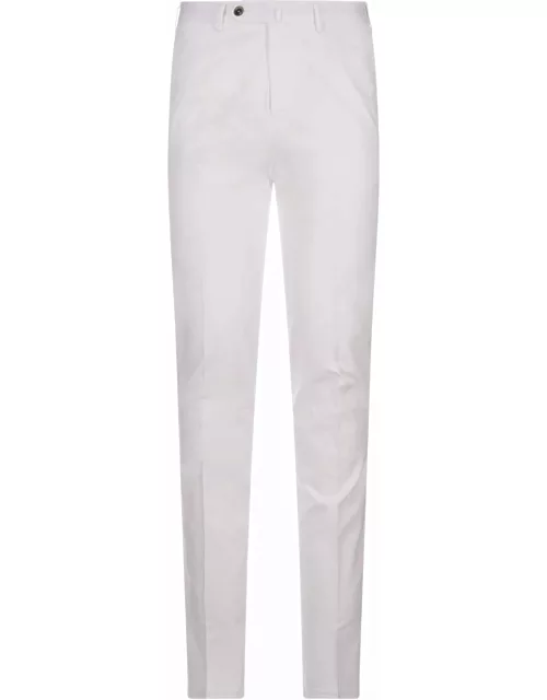 PT Torino White Stretch Cotton Classic Trouser