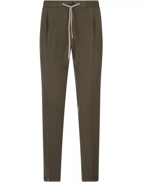 PT01 Military Green Linen Blend Soft Fit Trouser
