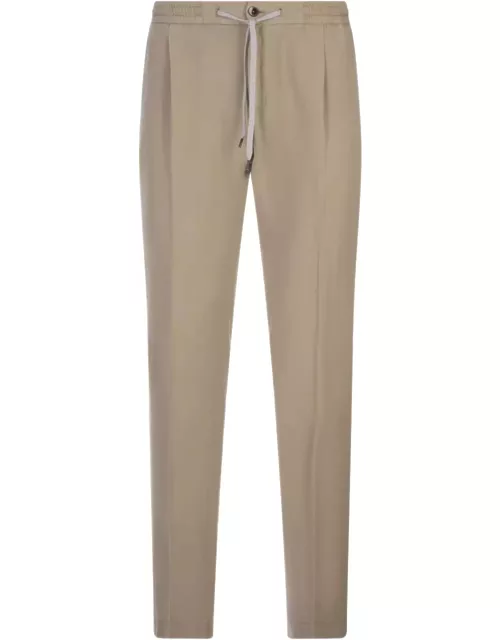 PT01 Beige Linen Blend Soft Fit Trouser