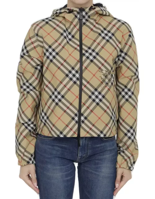 Burberry Cropped Reversible Checked Hooded Jacket